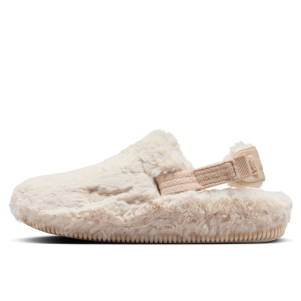 Nike Calm SE Women's Mules Cozy Playful Cream Fuzzy Mule Slippers Size 7 - Picture 5 of 9